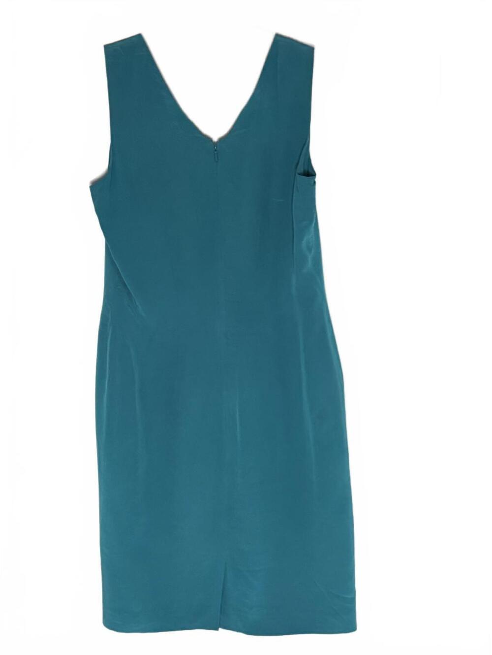 Teal Sleeveless Dress with 100% Silk Material, Fully Lined